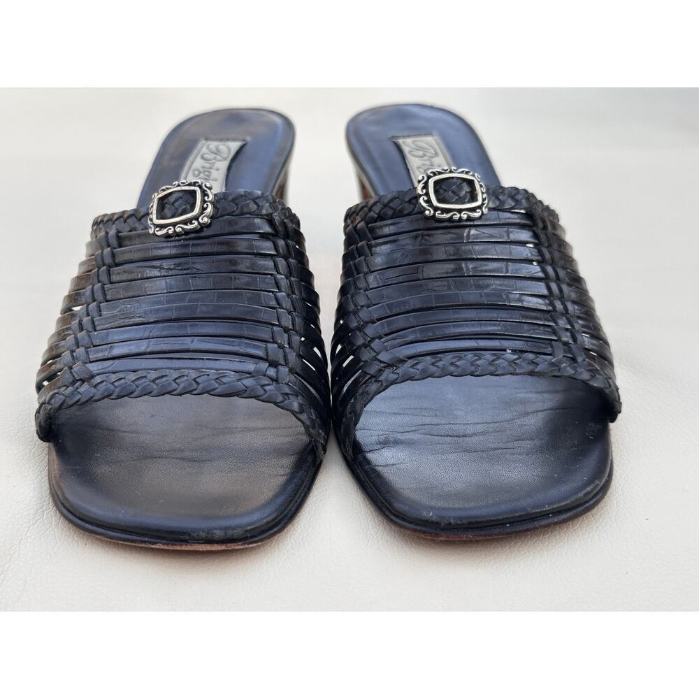 Brighton Freddi Womens Black Leather Slide Block Heel Sandal Shoe - Size 6.5M - Picture 3 of 11